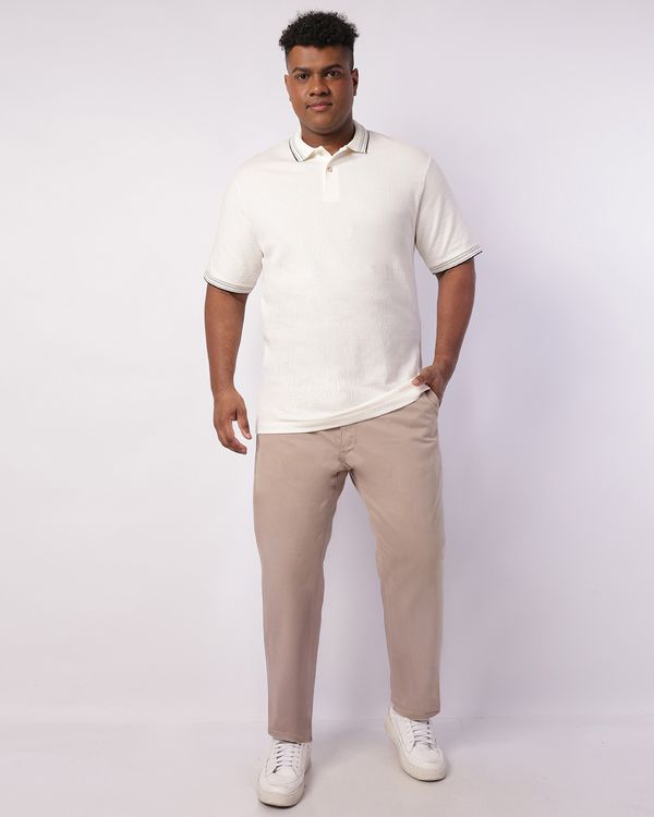 Calça Sarja Plus Size Masculina Slim com Bolsos Bege 50