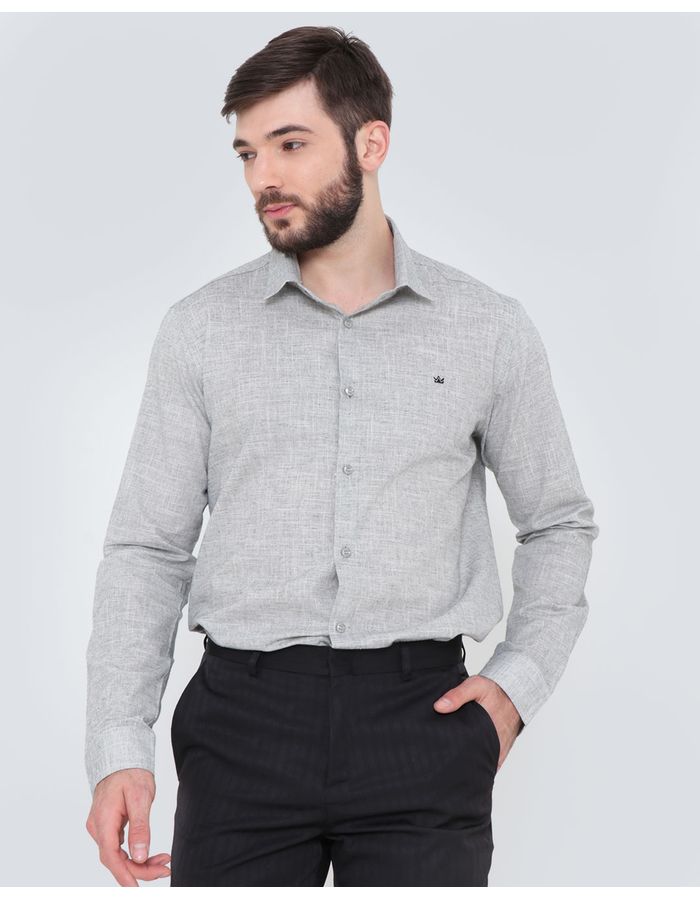 Camisa-Masculina-Manga-Longa-Cinza-Claro