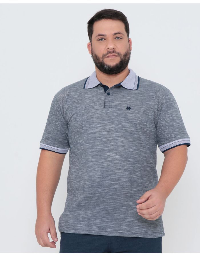 Polo-Masculina-Plus-Size-Piquet-Textura-Azul-Marinho