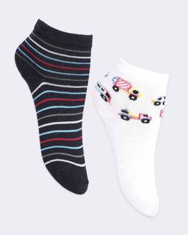 Kit 2 Pares de Meia Bebê Cano Curto Branco Preto 13 A 18