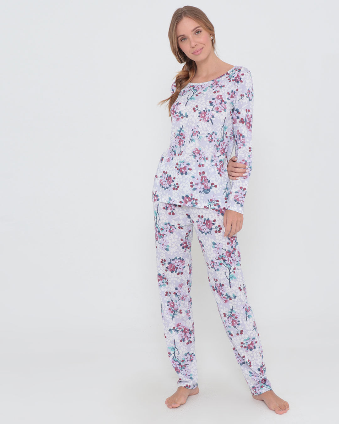 Pijama-Longo-Feminino-Estampa-Floral-Lilas