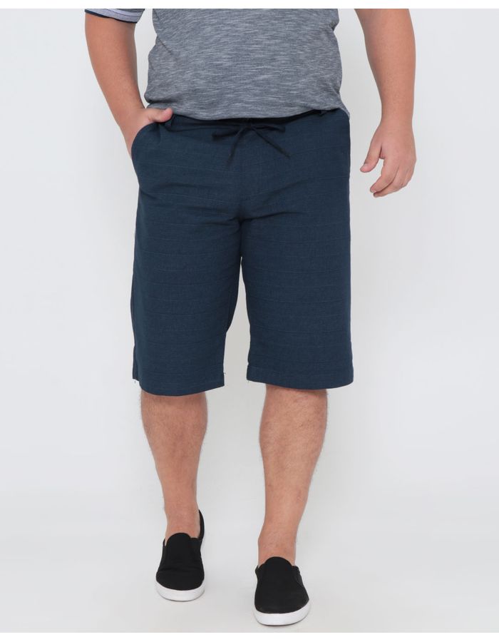 Bermuda-Sarja-Masculina-Plus-Size-Cordao-Azul-Marinho