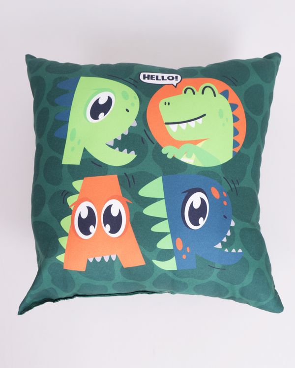 Almofada Infantil Estampada Dinossauro 40 cm x 40cm Verde UN