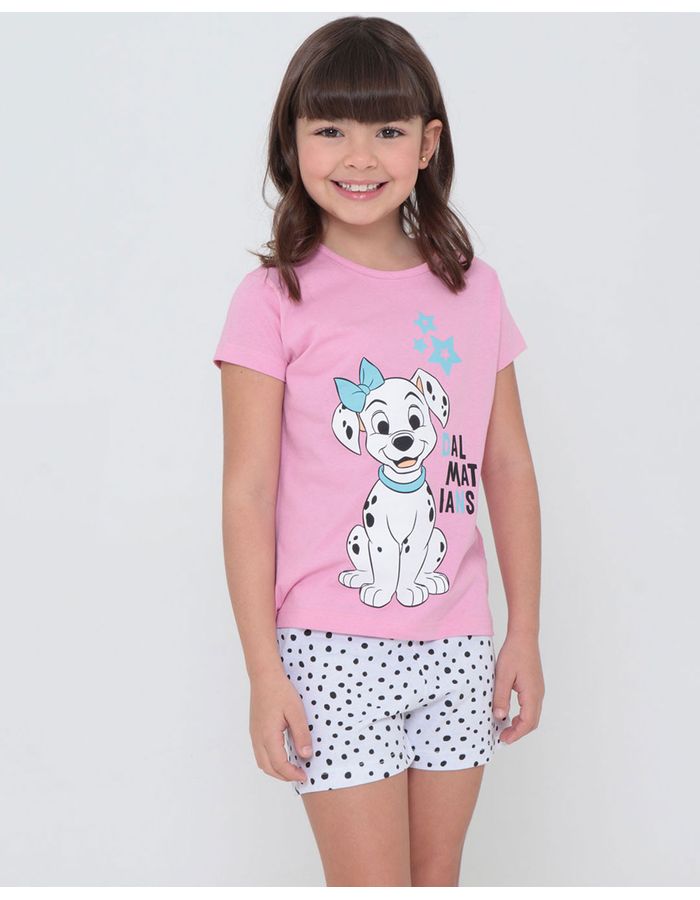 Pijama-Infantil-Curto-101-Dalmatas-Disney-Rosa-Claro