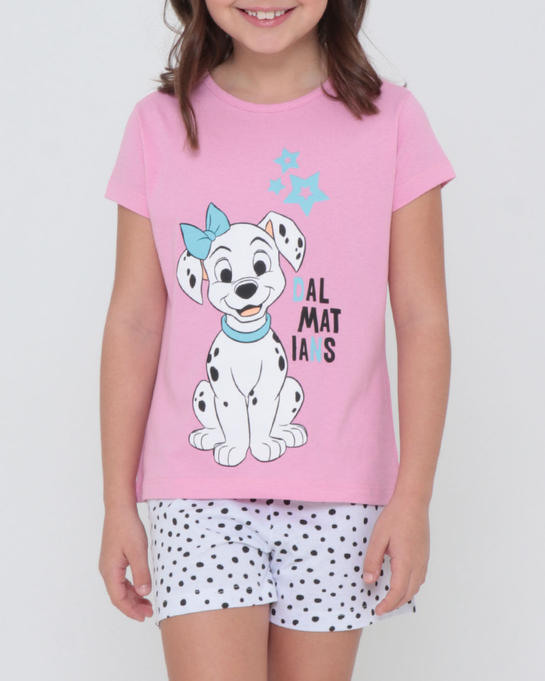 Pijama-Infantil-Curto-101-Dalmatas-Disney-Rosa-Claro