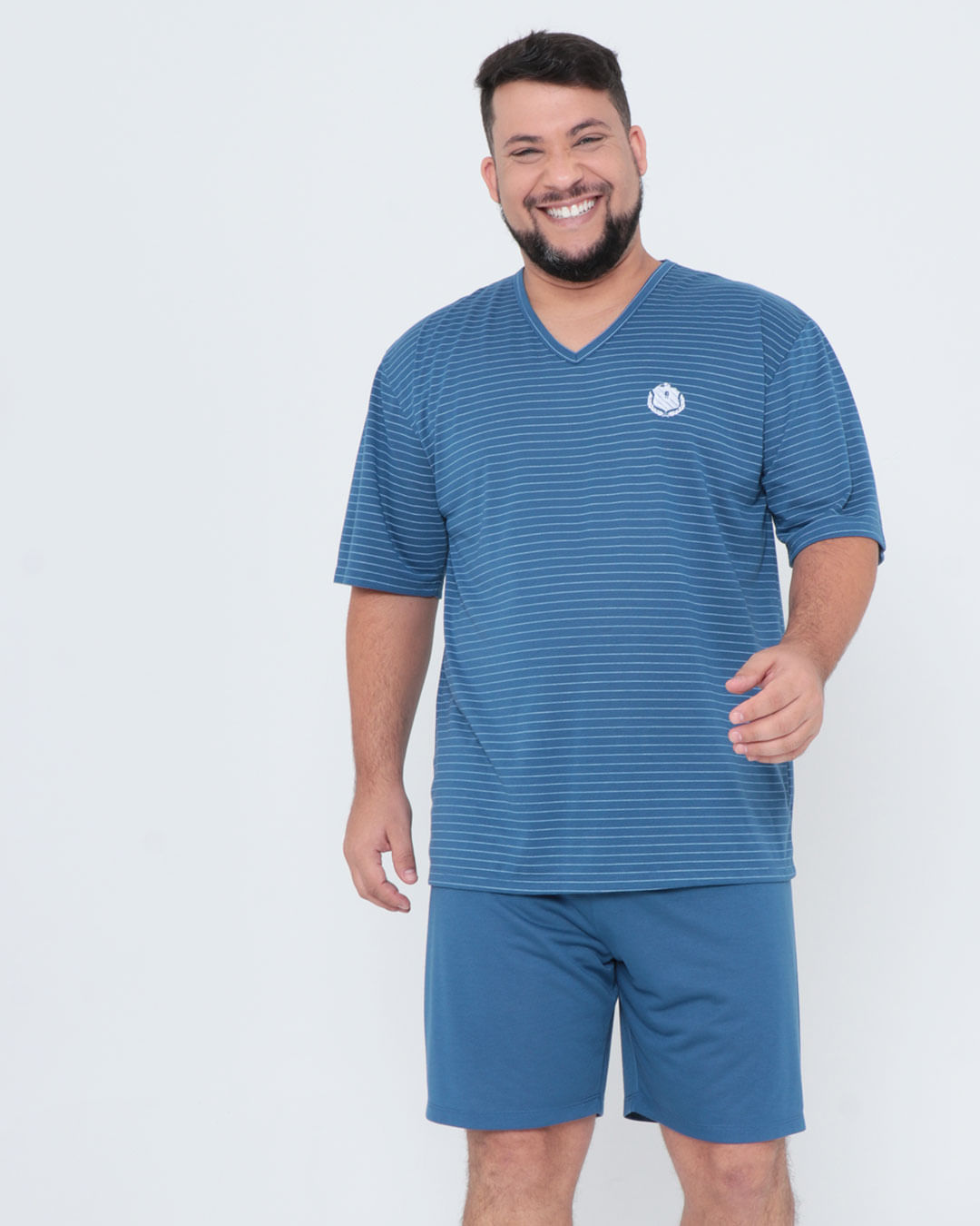 Pijama-Masculino-Plus-Size-Listrado-Azul