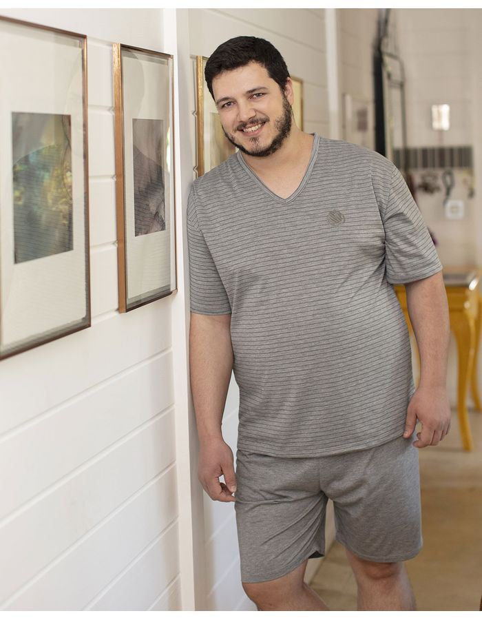 Pijama-Masculino-Plus-Size-Listrado-Cinza