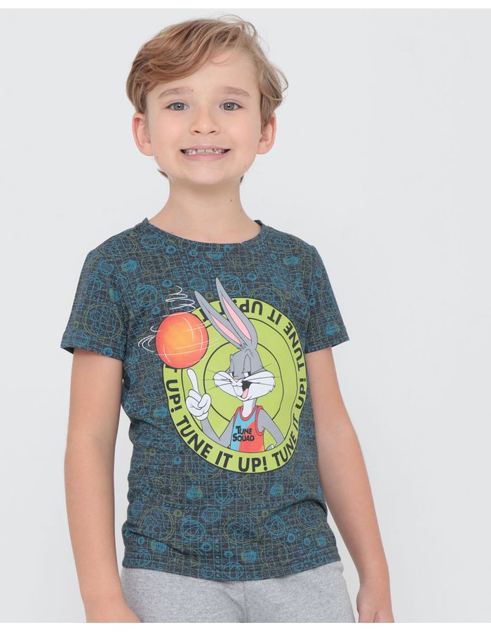 Camiseta-Infantil-Space-Jam-Looney-Tunes-Azul-Marinho