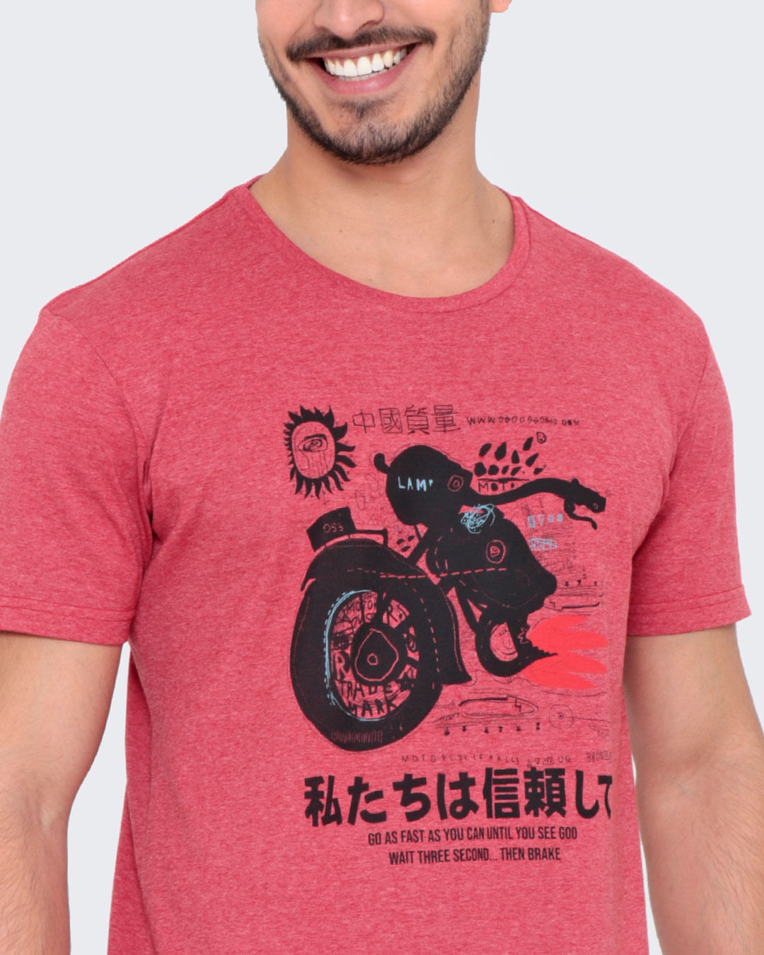 Camiseta-Estampa-Frontal-Manga-Curta-Vermelha