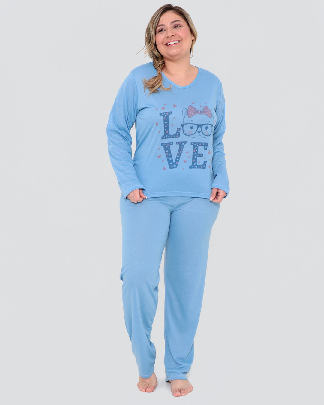 Pijama-Longo-Plus-Size-Estampa-Frontal-Azul