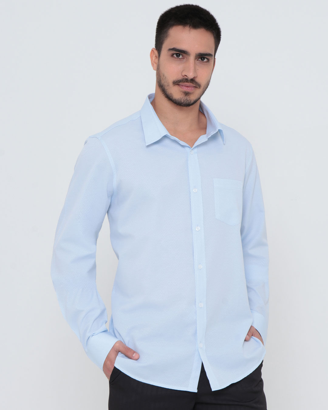 Camisa-Masculina-Social-Textura-Azul-Claro