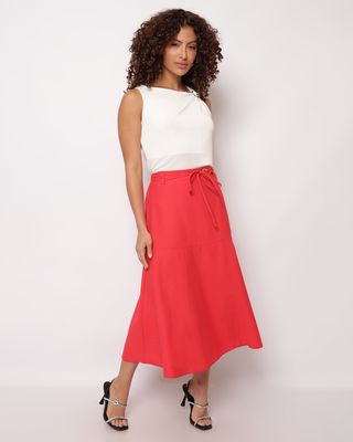 Saia-Midi-Evase-Cinto-Fivela-9584---Vermelho
