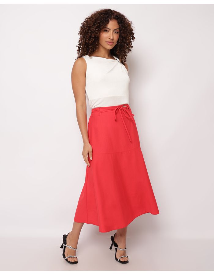 Saia-Midi-Evase-Cinto-Fivela-9584---Vermelho