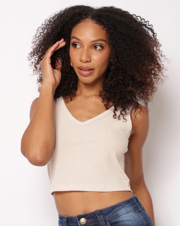 Regata Feminina Cropped Canelada Bege G