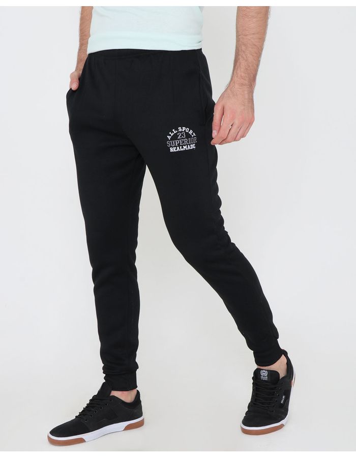 Calca-Moletom-Masculina-Jogger-Estampada-Preta