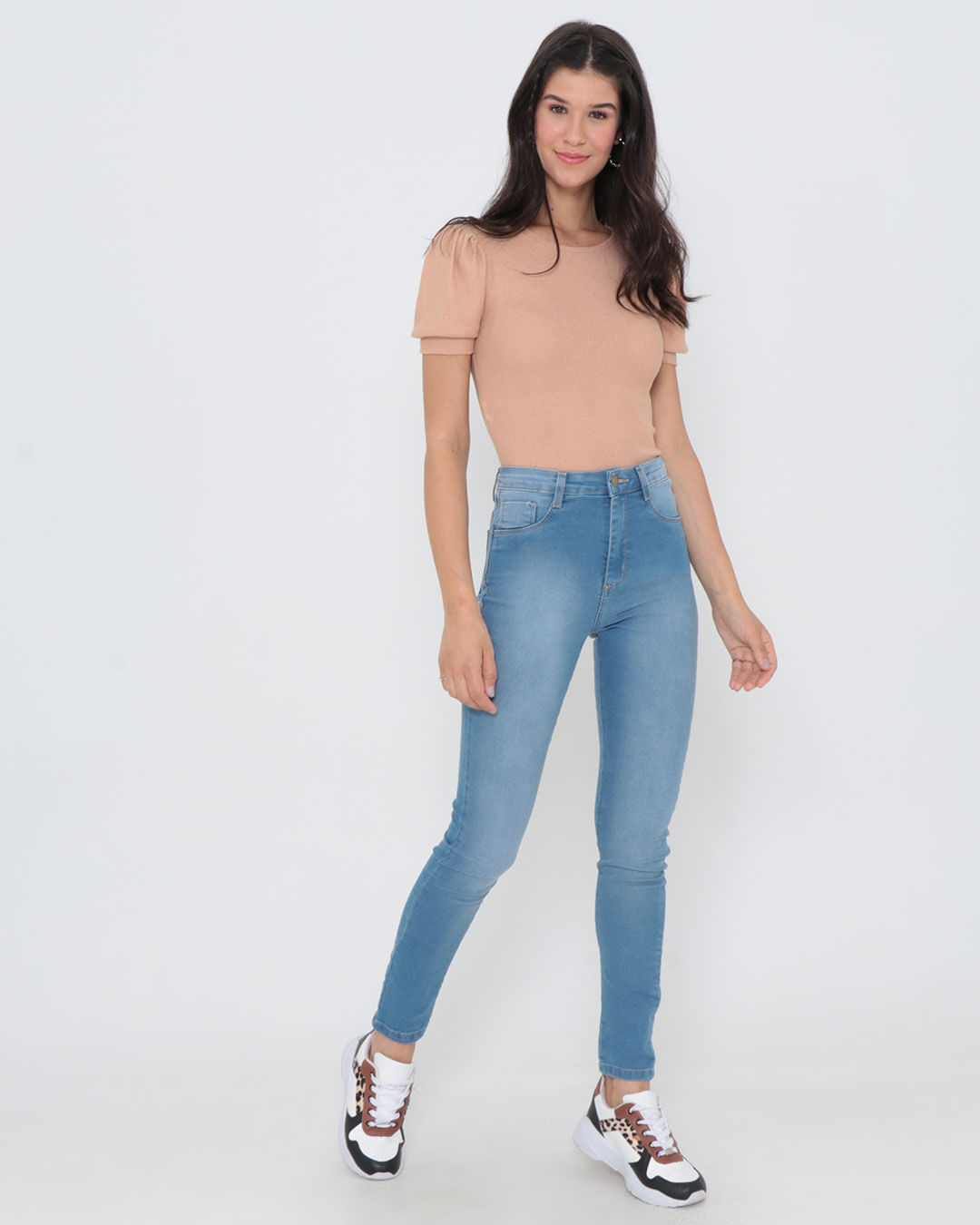Calca-Jeans-Feminina-Cigarrete-Com-Cinta-Modeladora-Azul-Claro