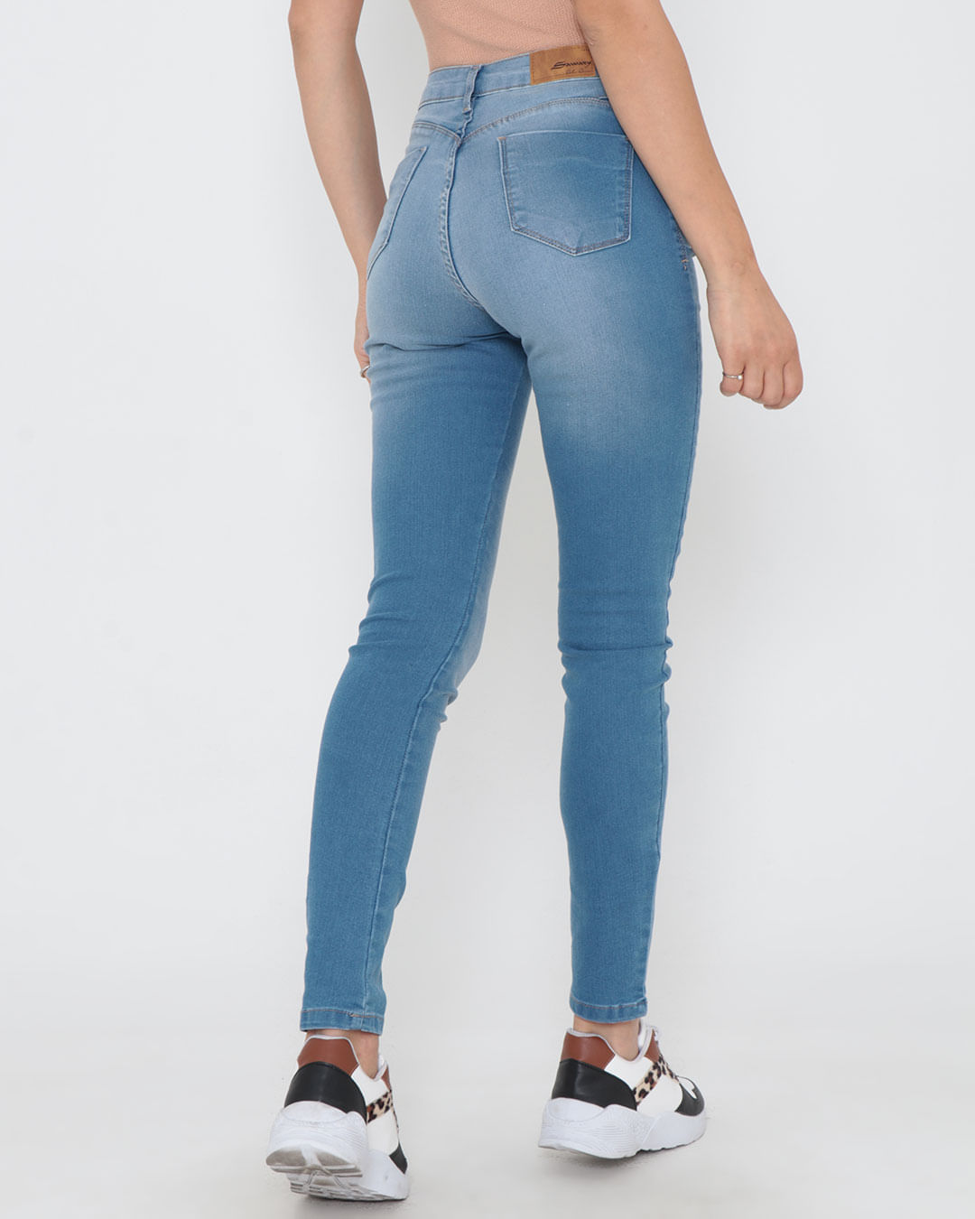Calca-Jeans-Feminina-Cigarrete-Com-Cinta-Modeladora-Azul-Claro