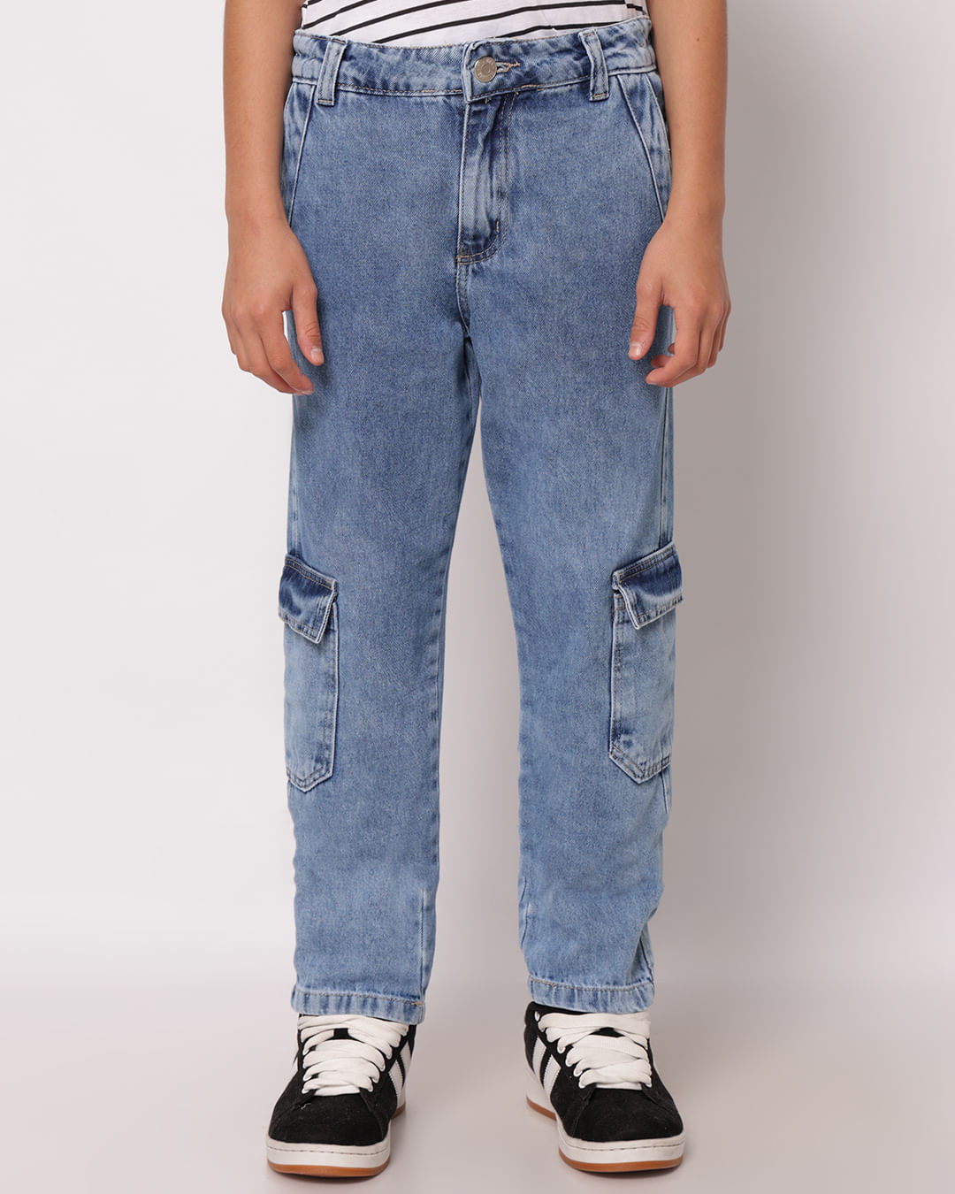 REF É DE MENINO - Calça Jeans Juvenil Cargo Azul-1761825120001