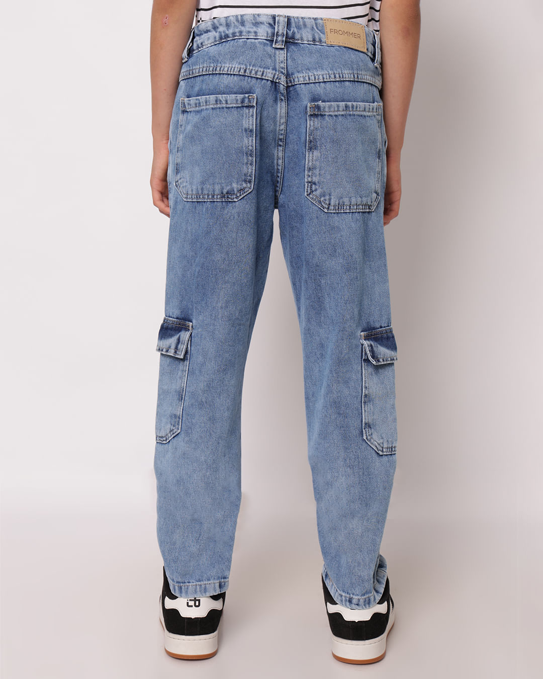 REF É DE MENINO - Calça Jeans Juvenil Cargo Azul-1761825125171