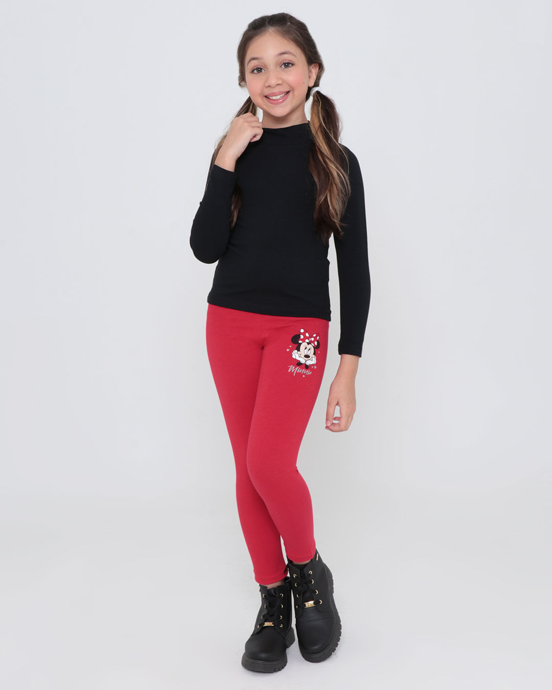 Calca-Legging-Infantil-Estampa-Minnie-Disney-Vermelha