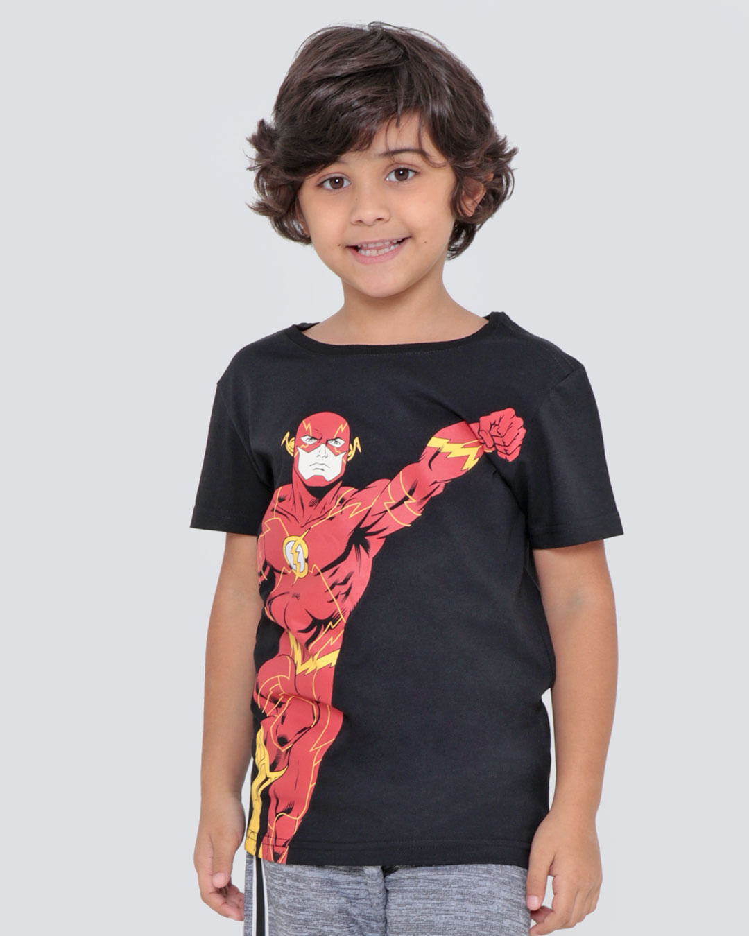 Camiseta-Infantil-Flash-Liga-Da-Justica-Preta