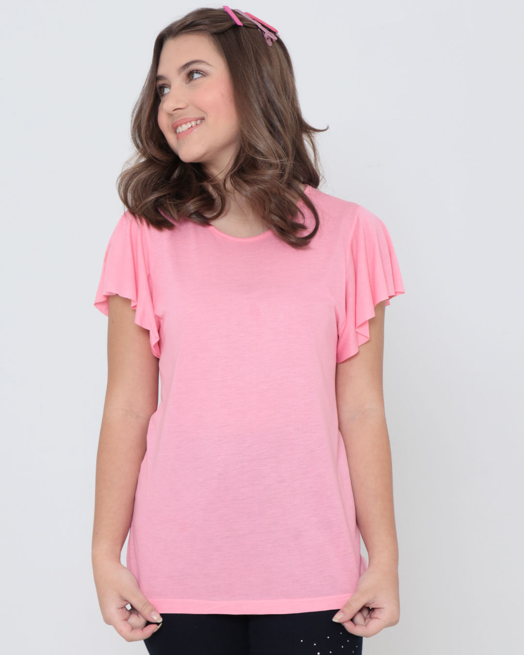 Blusa-Juvenil-Manga-Gode-Rosa-Claro