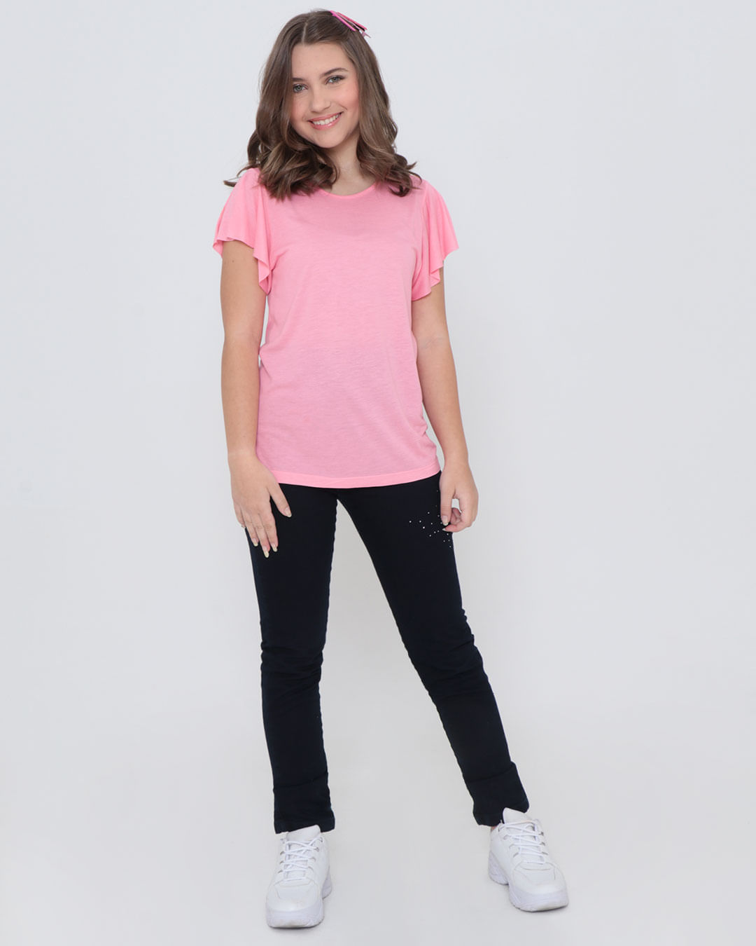 Blusa-Juvenil-Manga-Gode-Rosa-Claro