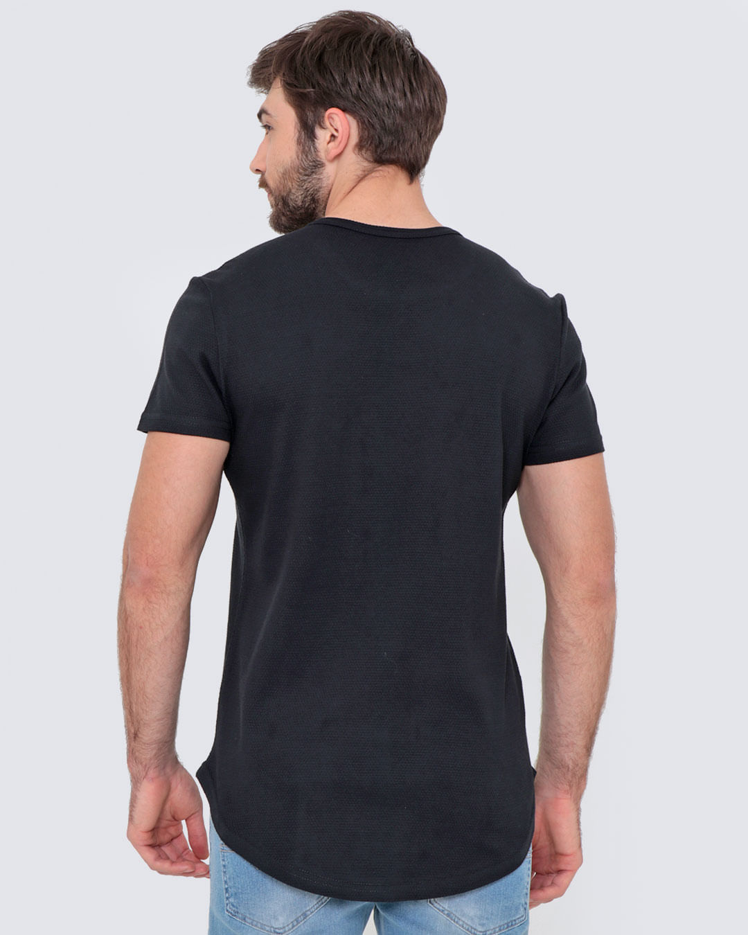 Camiseta-Longline-Texturizada-Preta