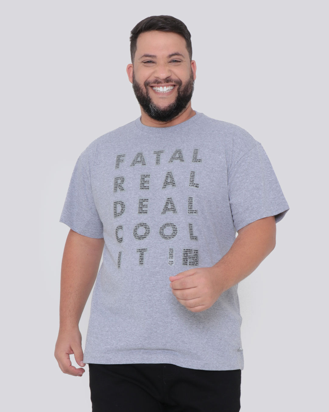 Camiseta-Plus-size-Fatal-Estampada-Mescla-Cinza