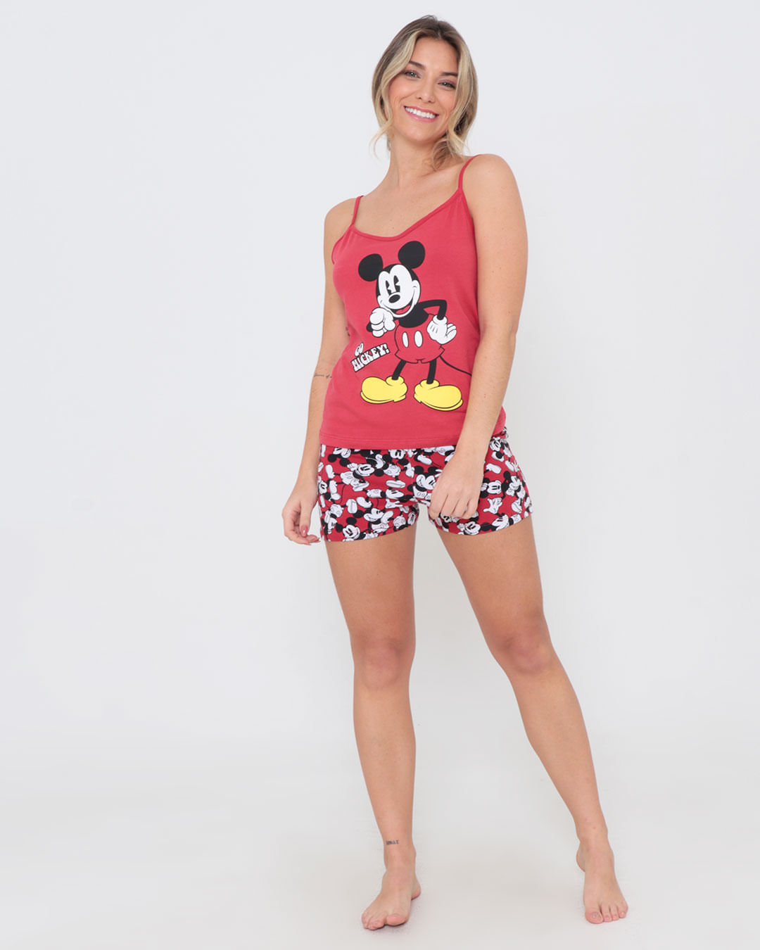 Pijama-Feminino-Curto-Mickey-Mouse-Disney-Vermelho