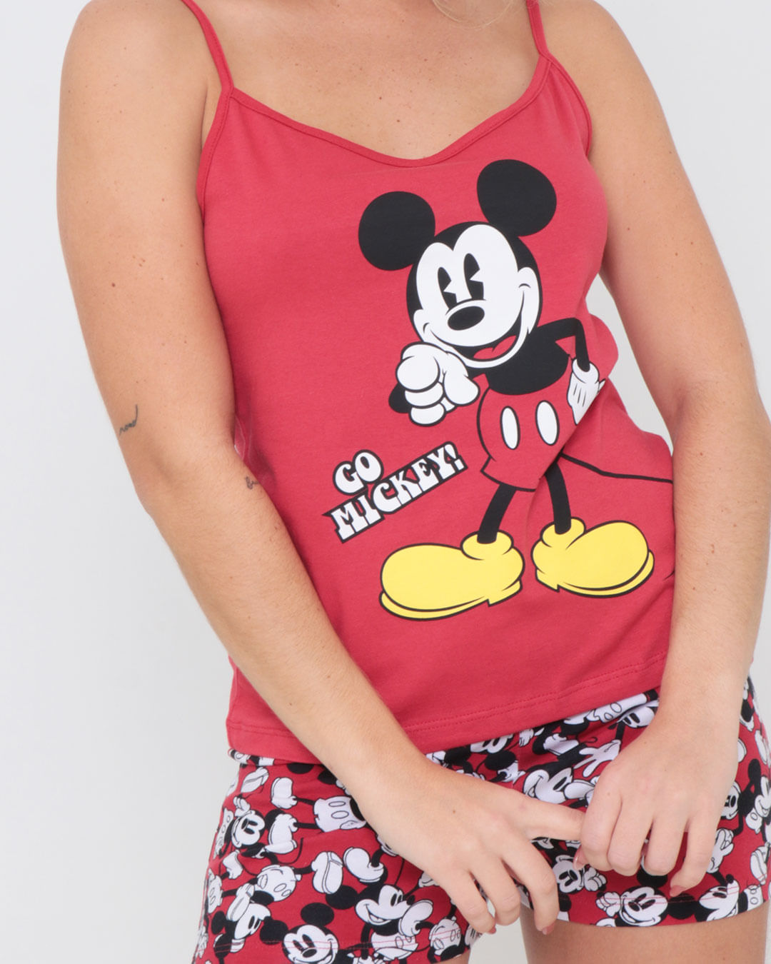 Pijama-Feminino-Curto-Mickey-Mouse-Disney-Vermelho