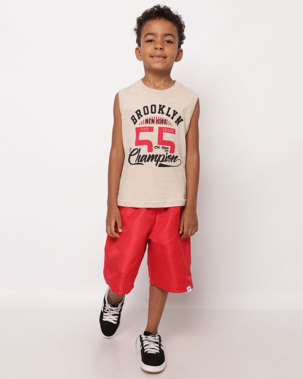 Bermuda Infantil Reta Microfibra Vermelho 6