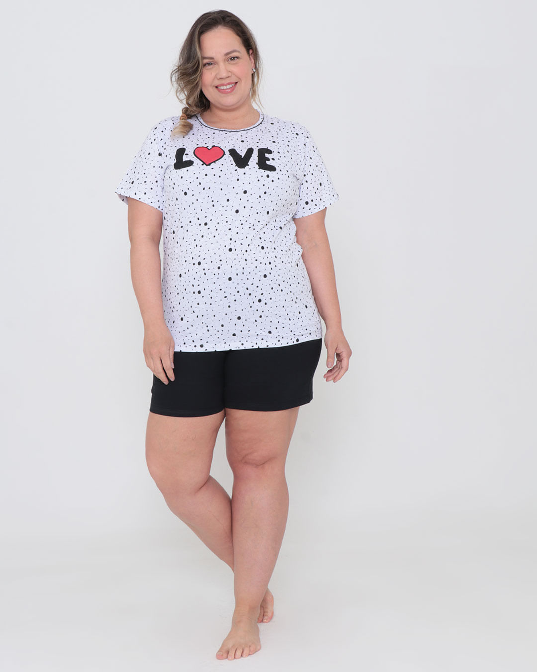 Pijama-Feminino-Curto-Plus-Size-Estampa-Love-Branco