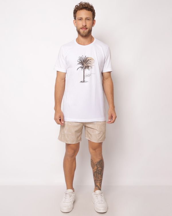 Bermuda Surf Masculina Microfibras Estampada Bege GG