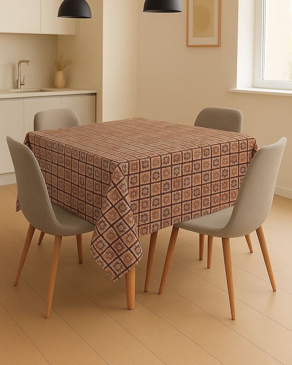 Toalha de Mesa Quadrada Térmica Salehtex Estampada Marrom UN