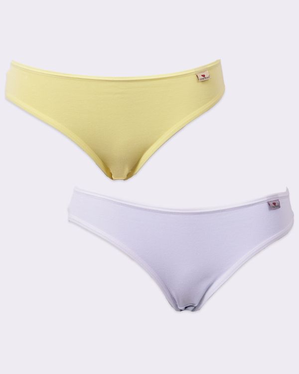 Kit 2 Calcinhas Feminina Biquini Algodão Amarela e Branca G