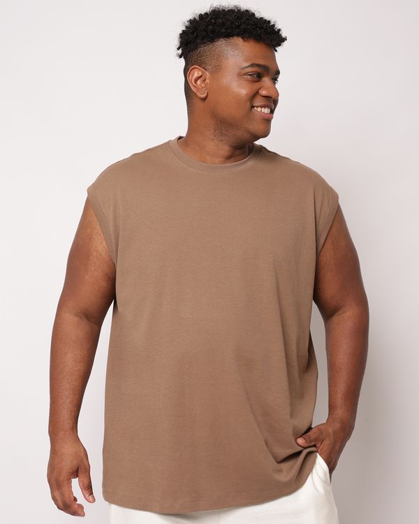 Regata Plus Size Masculina Machão Algodão Premium Bege G1