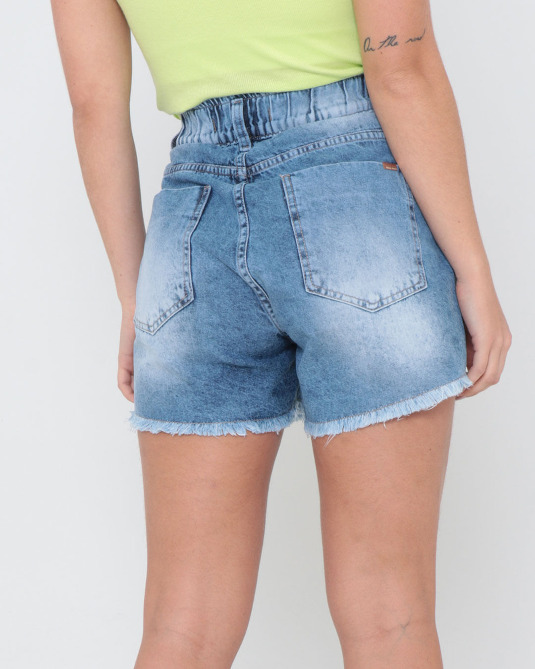 Short-Jeans-Feminino-Cintura-Alta-Marmorizado-Azul-Claro
