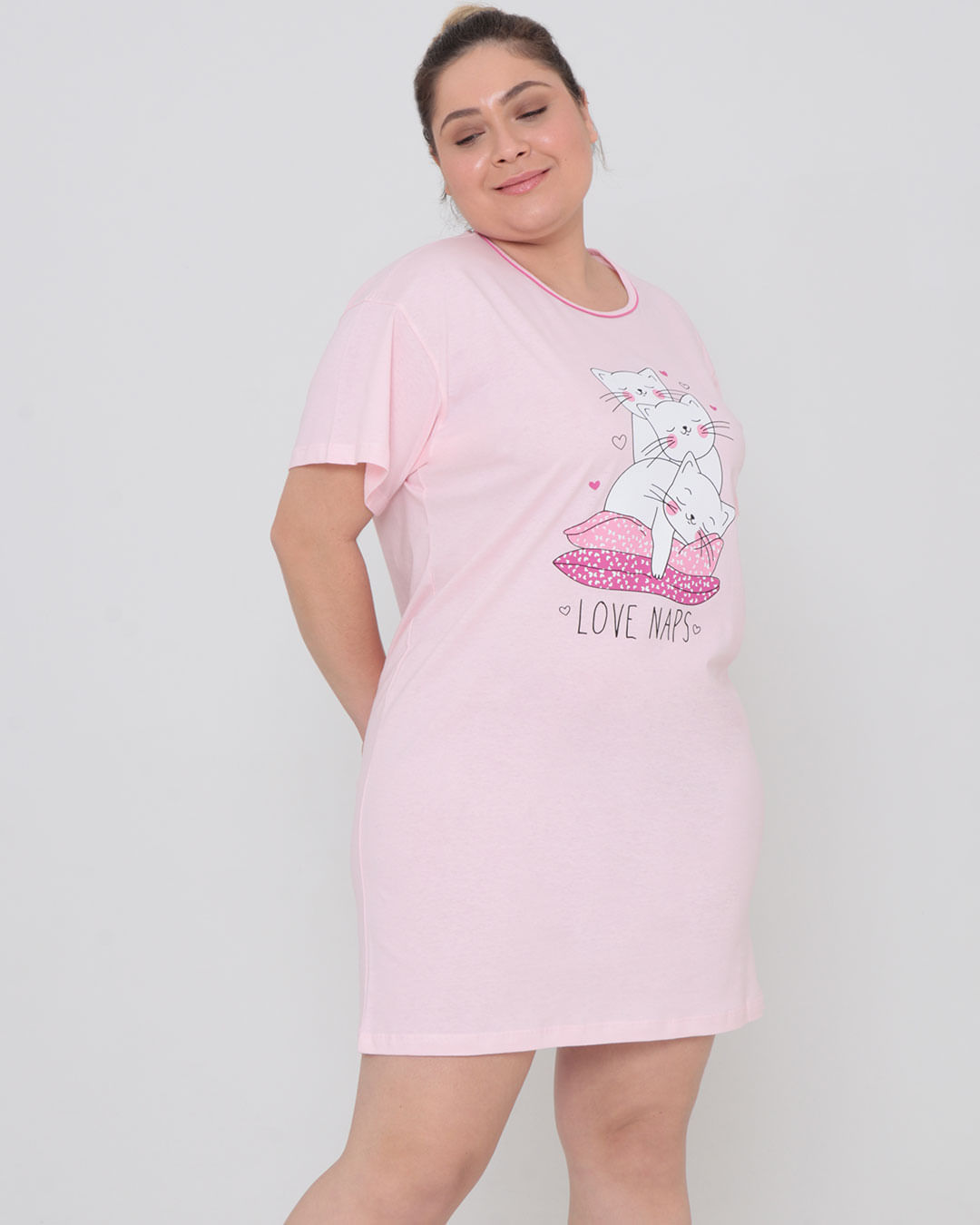 Camisola-Plus-Size-Estampa-Gatos-Rosa-Claro