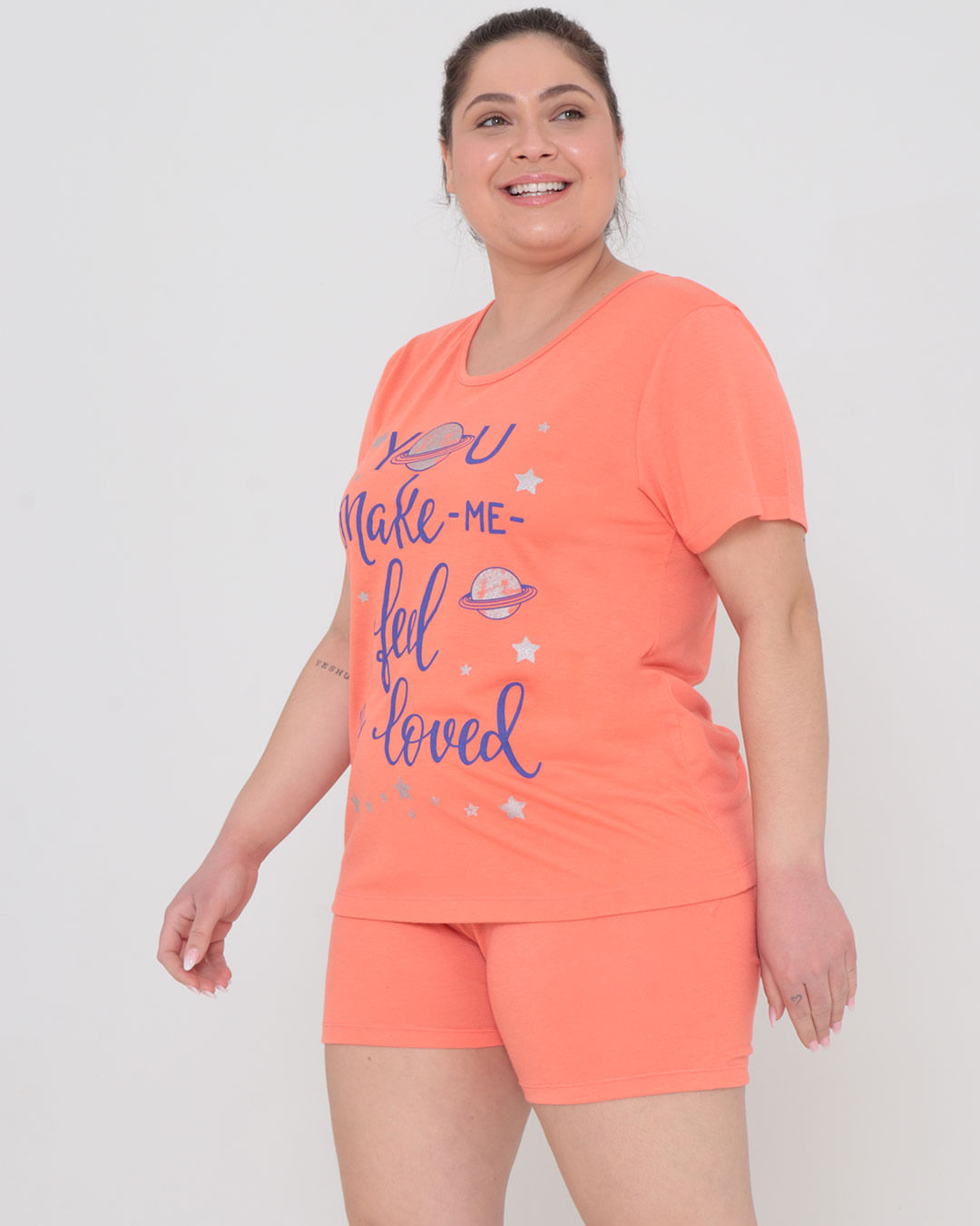 Pijama-Plus-Size-Feminino-Estampa-Estrelas-Laranja