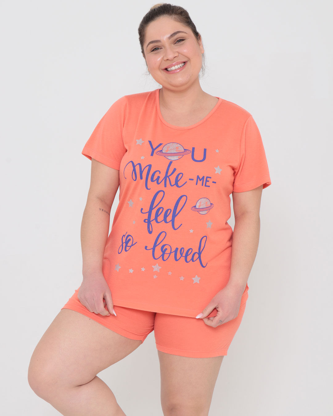 Pijama-Plus-Size-Feminino-Estampa-Estrelas-Laranja