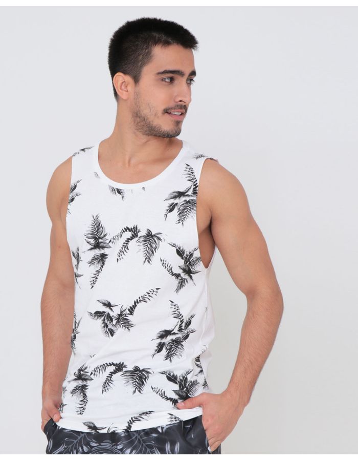 Regata-Masculina-Surf-Estampa-Folhas-Off-White