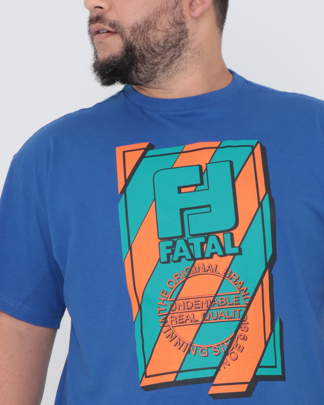 Camiseta-Plus-Size-Manga-Curta-Estampa-Fatal-Azul-Escuro