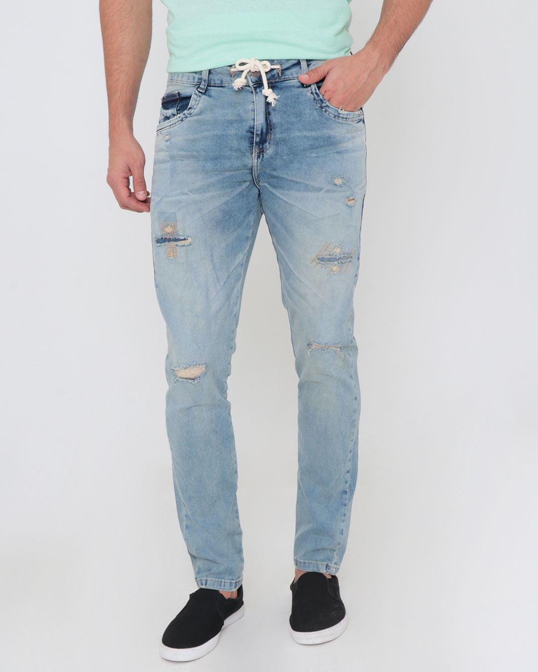 Calca-Jeans-Masculina-Skinny-Cordao-Estonada-Azul