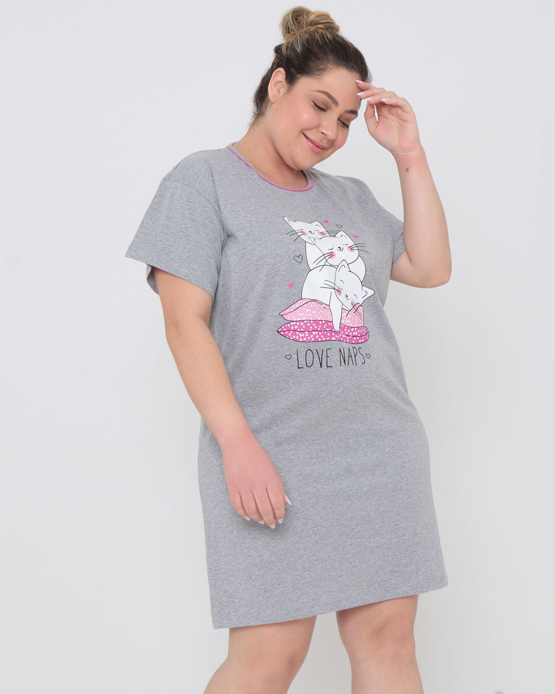 Camisola-Plus-Size-Estampa-Gatos-Cinza-Claro