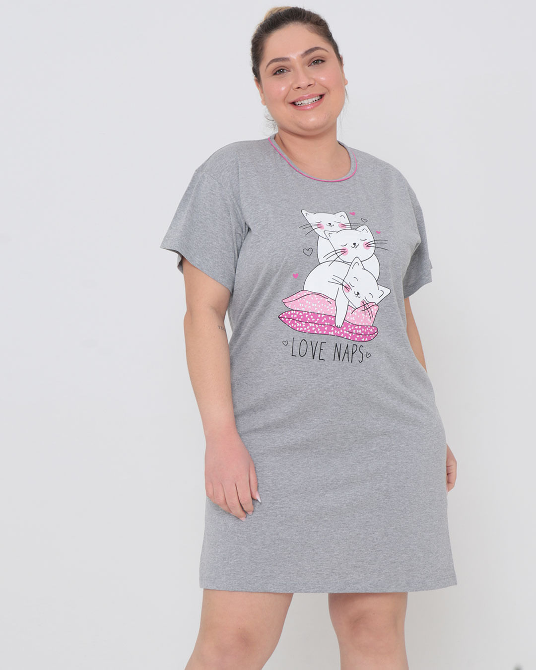 Camisola-Plus-Size-Estampa-Gatos-Cinza-Claro