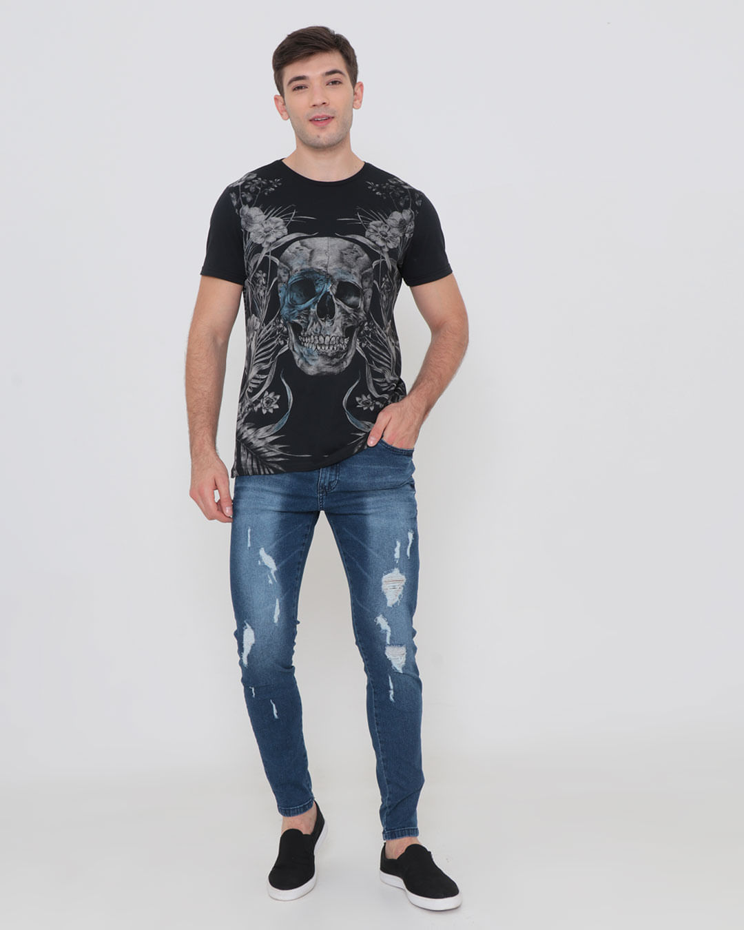Calca-Jeans-Masculina-Skinny-Destroyed-Azul