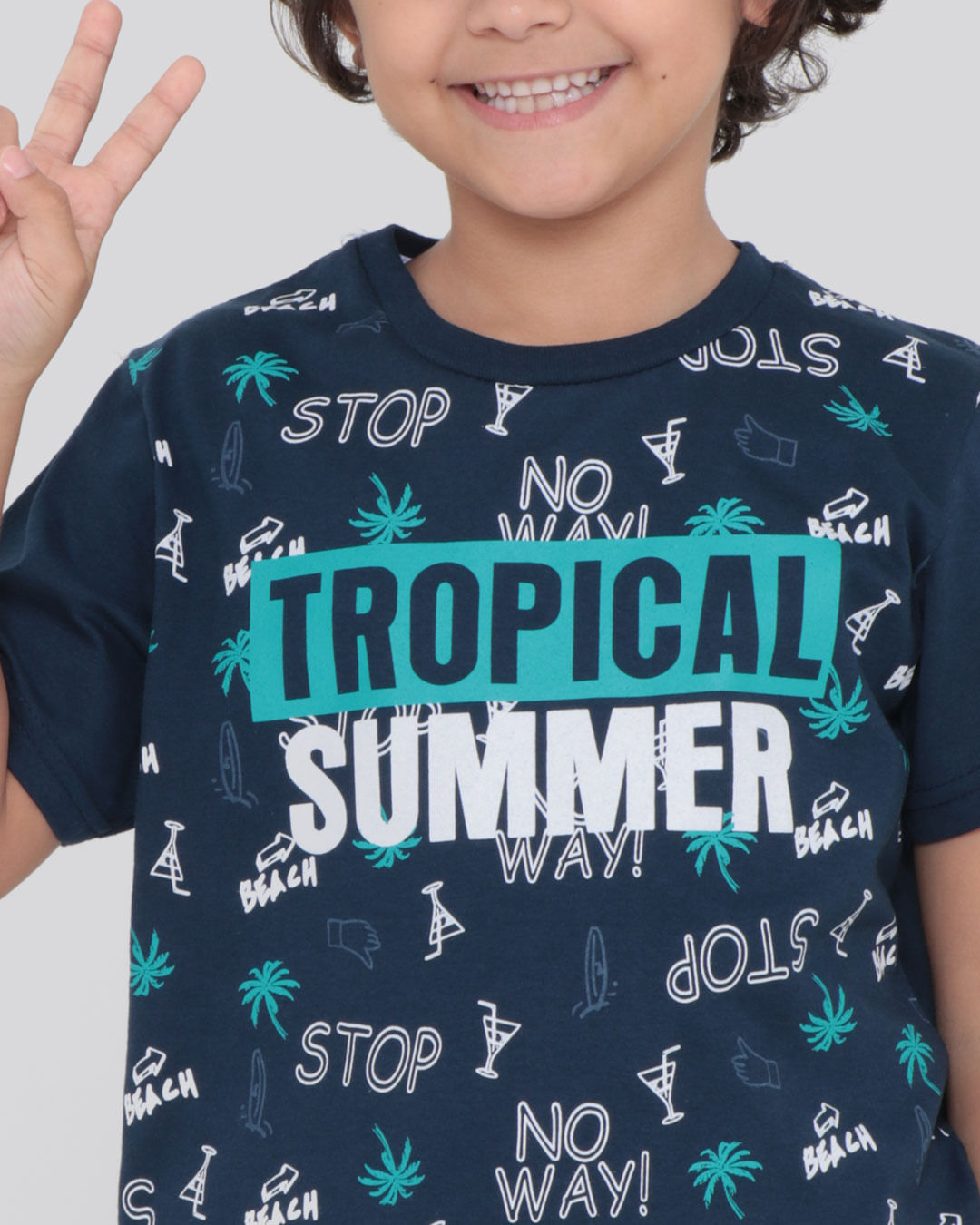 Camiseta-Infantil-Estampa-Tropical-Azul-Marinho-