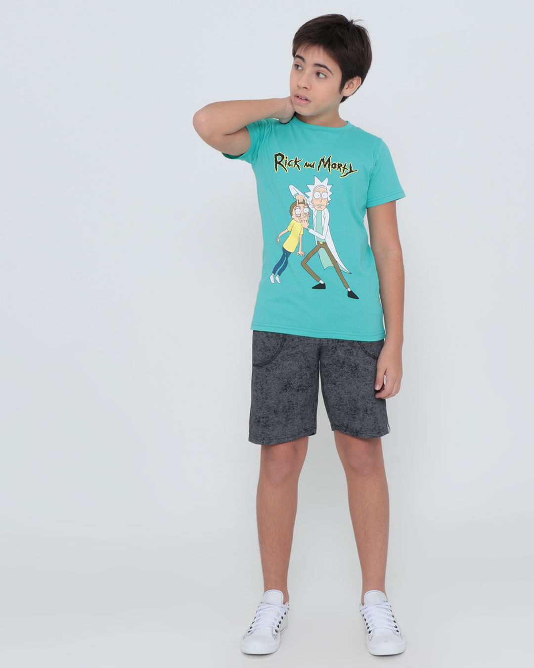 Camiseta-Juvenil-Estampa-Rick-And-Morty-Verde