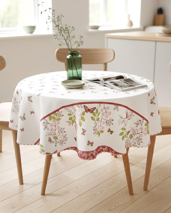 Toalha De Mesa Redonda Raner Estampada Bege UN